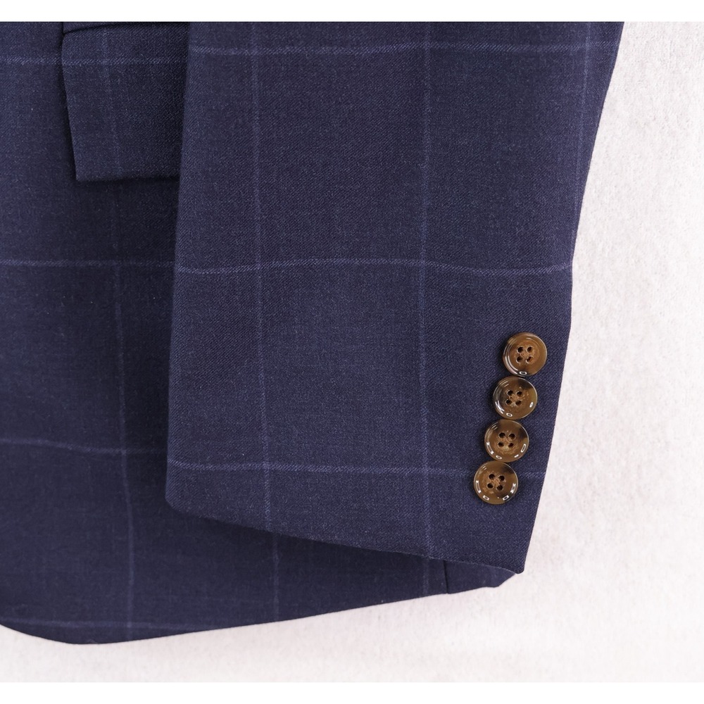 J. Crew Thompson Suit Size 36S Navy Blue Windowpane Check Wool Blend Preppy - Picture 4 of 15